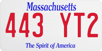 MA license plate 443YT2