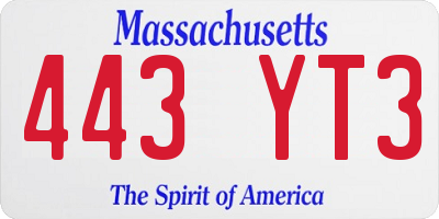 MA license plate 443YT3