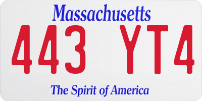 MA license plate 443YT4