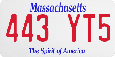 MA license plate 443YT5