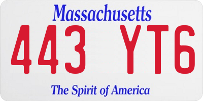 MA license plate 443YT6