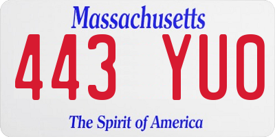 MA license plate 443YU0