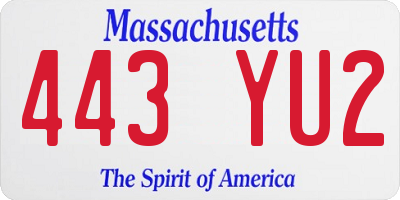 MA license plate 443YU2