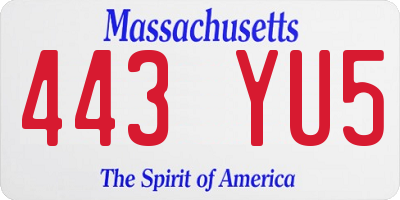 MA license plate 443YU5