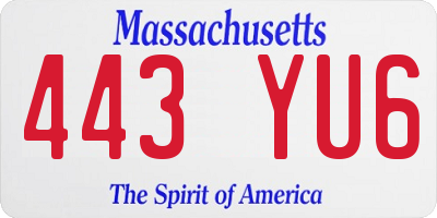 MA license plate 443YU6
