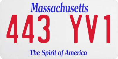 MA license plate 443YV1