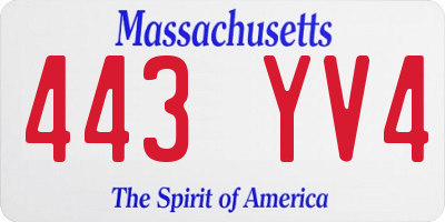 MA license plate 443YV4