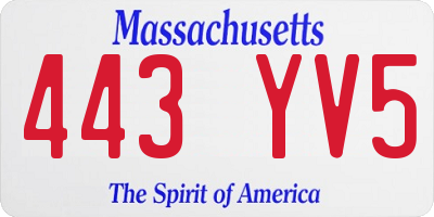 MA license plate 443YV5