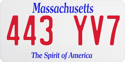 MA license plate 443YV7