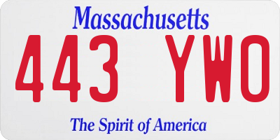 MA license plate 443YW0