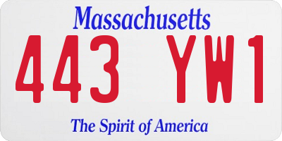 MA license plate 443YW1