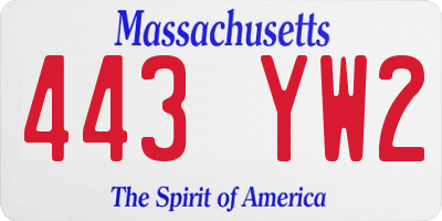 MA license plate 443YW2