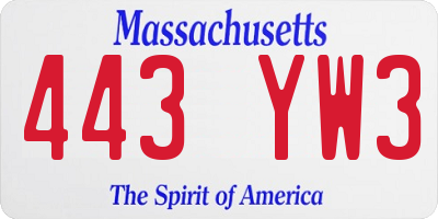 MA license plate 443YW3