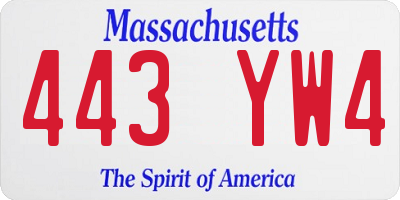 MA license plate 443YW4