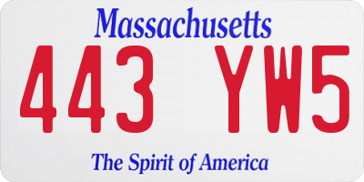 MA license plate 443YW5