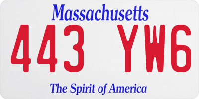 MA license plate 443YW6