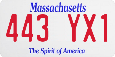 MA license plate 443YX1