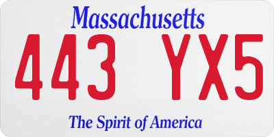 MA license plate 443YX5