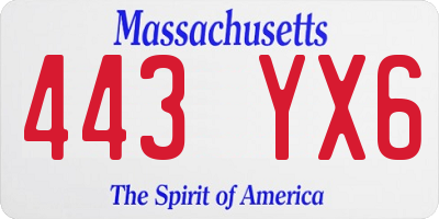 MA license plate 443YX6