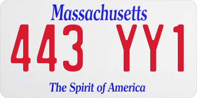 MA license plate 443YY1
