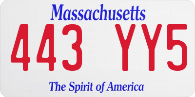 MA license plate 443YY5