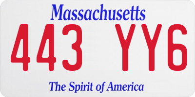 MA license plate 443YY6