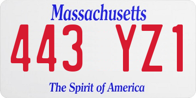 MA license plate 443YZ1