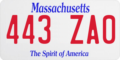 MA license plate 443ZA0