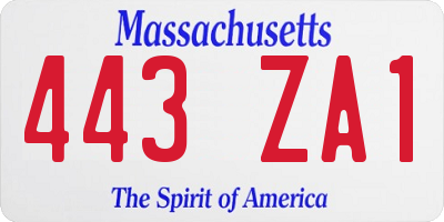 MA license plate 443ZA1