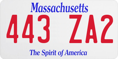MA license plate 443ZA2