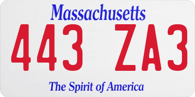 MA license plate 443ZA3