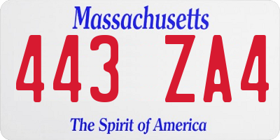 MA license plate 443ZA4