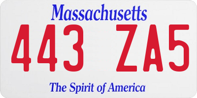 MA license plate 443ZA5