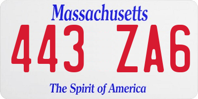 MA license plate 443ZA6