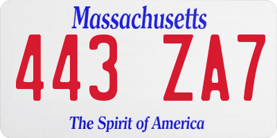 MA license plate 443ZA7