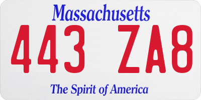 MA license plate 443ZA8