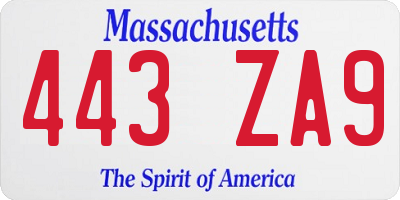 MA license plate 443ZA9