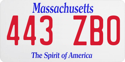 MA license plate 443ZB0