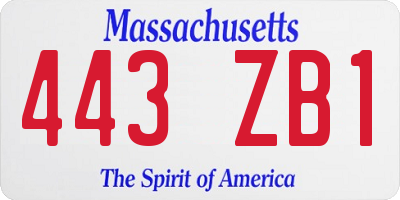 MA license plate 443ZB1