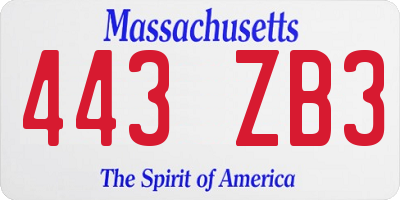 MA license plate 443ZB3
