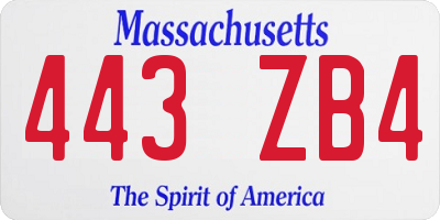 MA license plate 443ZB4