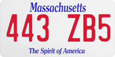 MA license plate 443ZB5