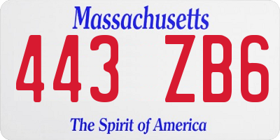 MA license plate 443ZB6