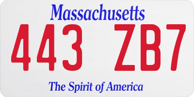 MA license plate 443ZB7