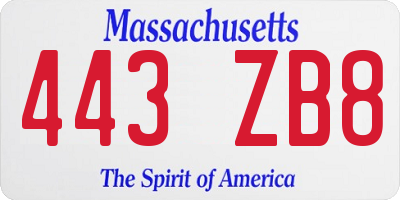 MA license plate 443ZB8
