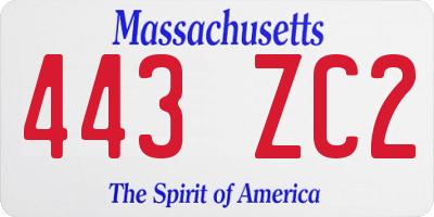 MA license plate 443ZC2
