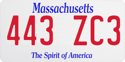 MA license plate 443ZC3