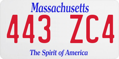 MA license plate 443ZC4