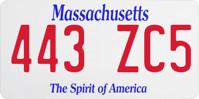 MA license plate 443ZC5