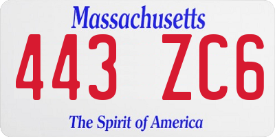 MA license plate 443ZC6